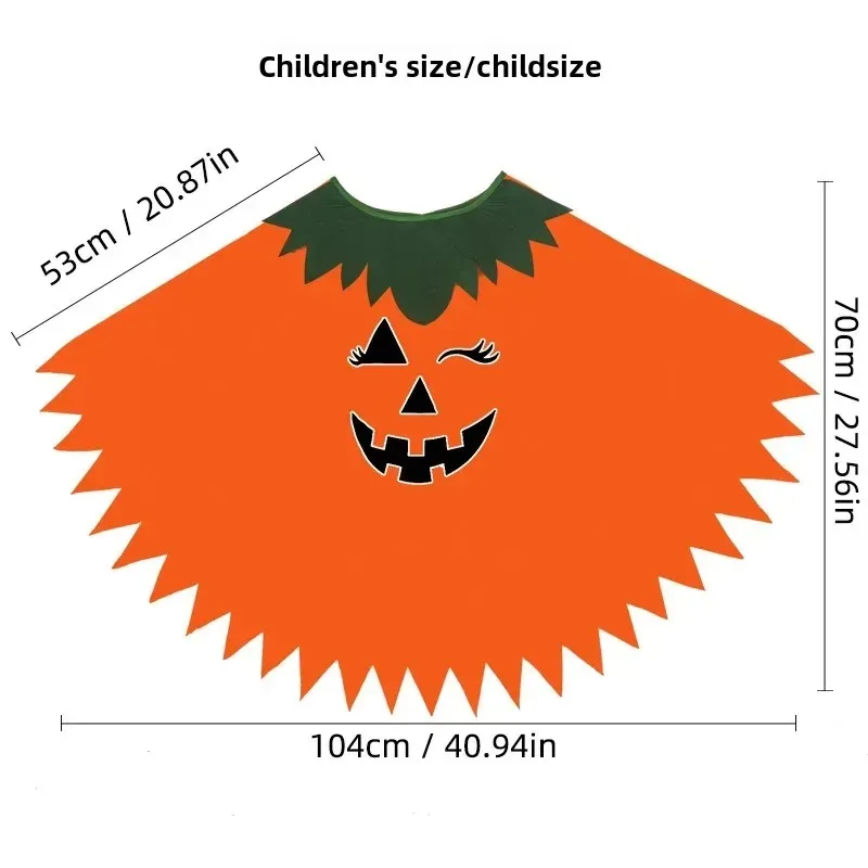 Leuchtendes Halloween-Kostüm-Set mit Kürbis-Umhang, Schulter und Hut für Erwachsene und Kinder, Party-Verkleidung, moderne Tanzkleidung
