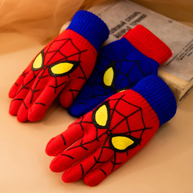 

Super Heroes Children's Gloves Anime Figure Students Boys in Winter Warm Thick Riding Outdoor Glove Spider Fans Christmas Gifts