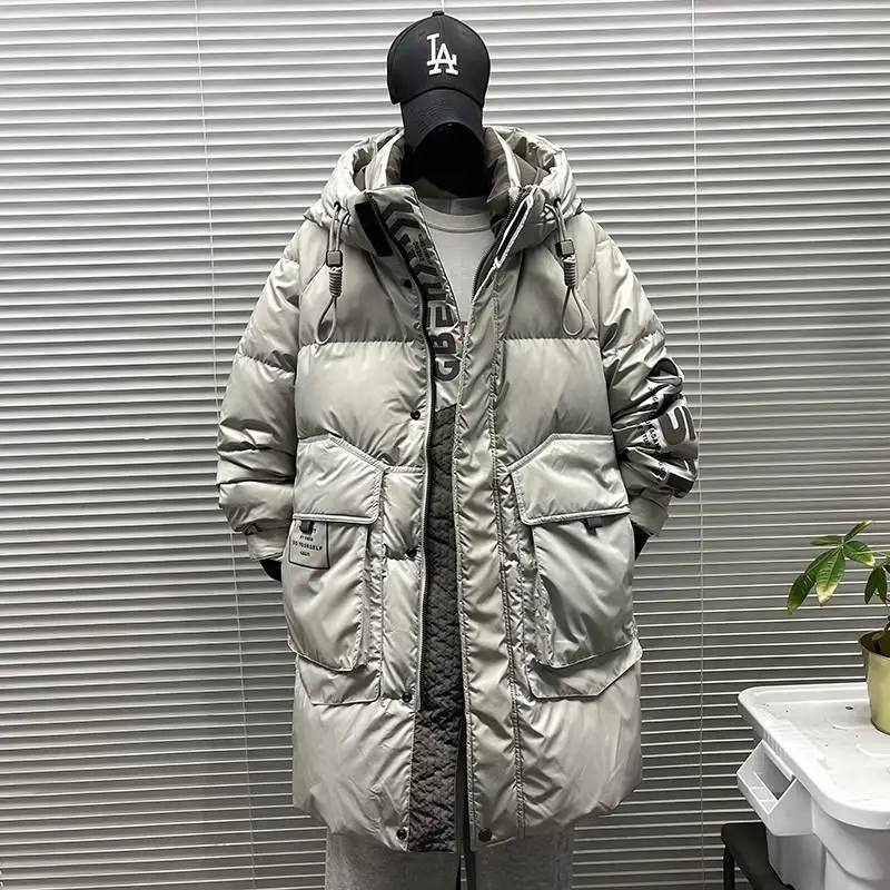 

Мужская удлиненная пуховая куртка с капюшоном, утепленная, ветрозащитная, осенне-зимняя, новая, молодежная, модная верхняя одежда для Северо-Восточного Китая