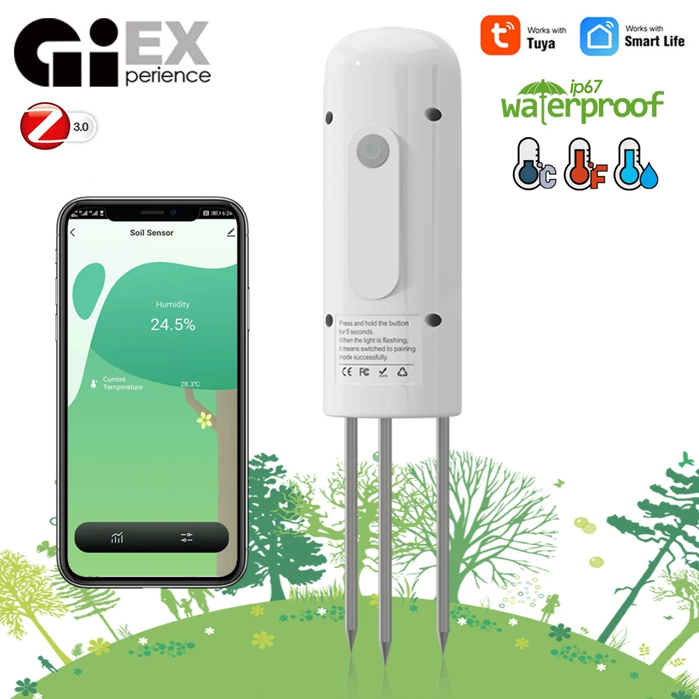 Zigbee Plant Monitor Outdoor Bodem Temperatuur Meter Vocht Vochtigheid Tester Sensor Tuin Automatisering Irrigatie Tuya Detector