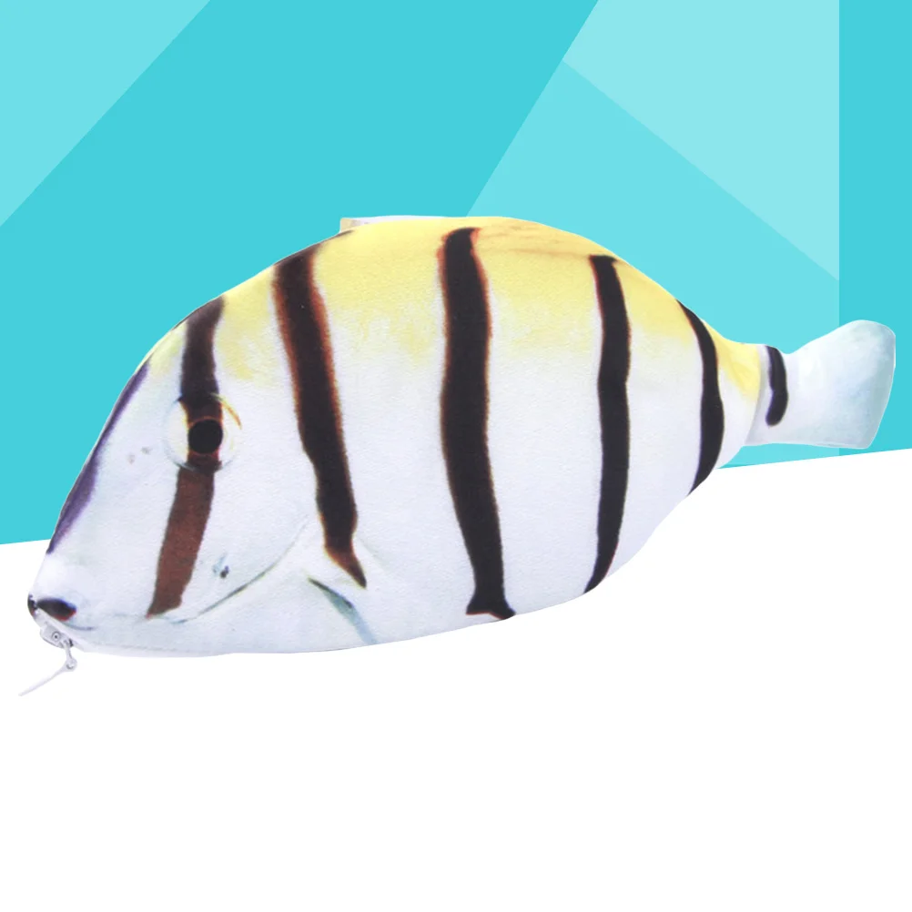 

Simulated Fish Pencil Bag Striped Cartoon Pattern Multifunctional Case for Stationery Makeup Coins Girl Boy Student Supplies