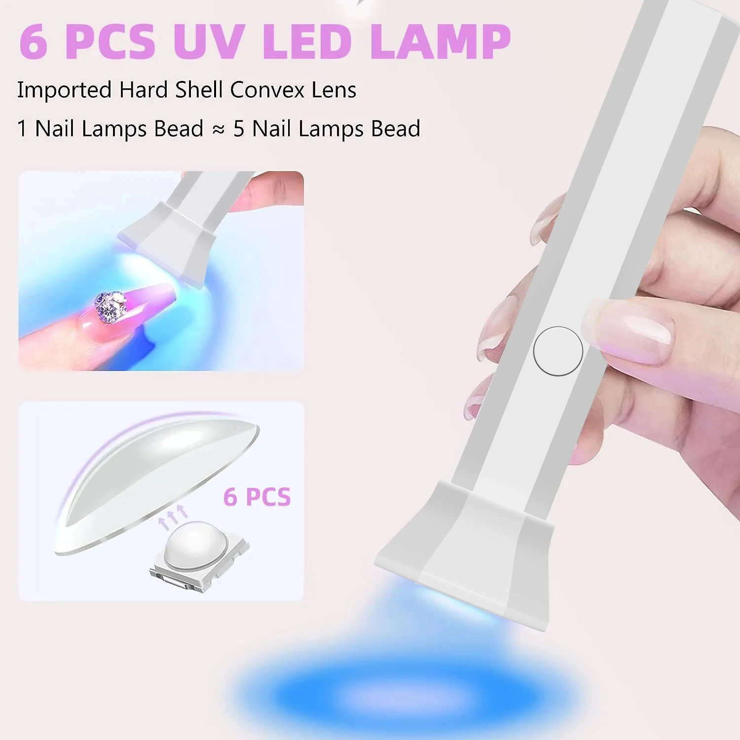 Yikoolin Handheld UV-Licht Voor Gel Nagels Mini UV-Licht Voor Gel Nagels Draadloze Oplaadbare Mini-Nagellamp Voor Snel Uithardende Gel