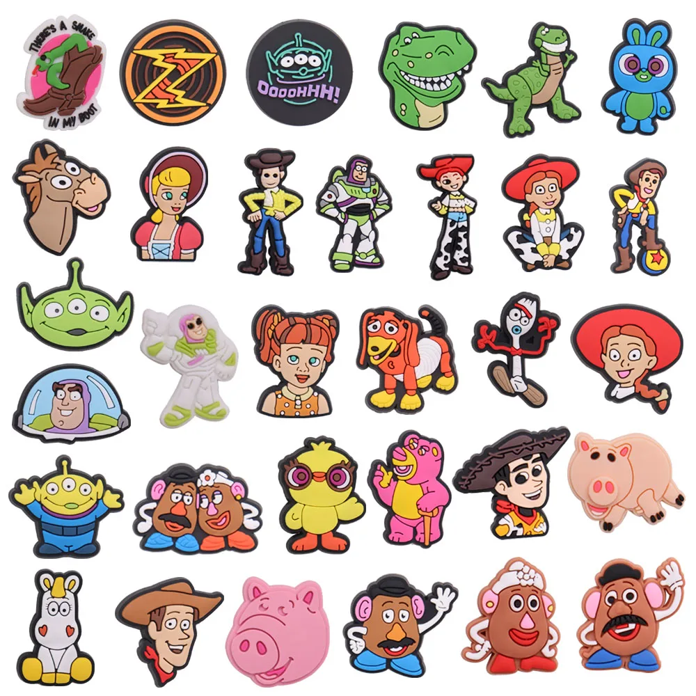 New Arrival 1-25pcs PVC Shoe Charms Cartoon Toy Story Woody Buzz Lightyear Lotso Accessories Shoes Buckles Fit Kids X-mas Gift