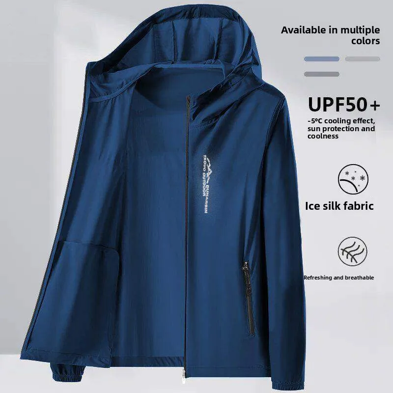 

Ultra-Thin Ice-Silk UV Protection Clothing Men's Fishing Jacket Lightweight Breathable Summer Outerwear Polyester Fiber