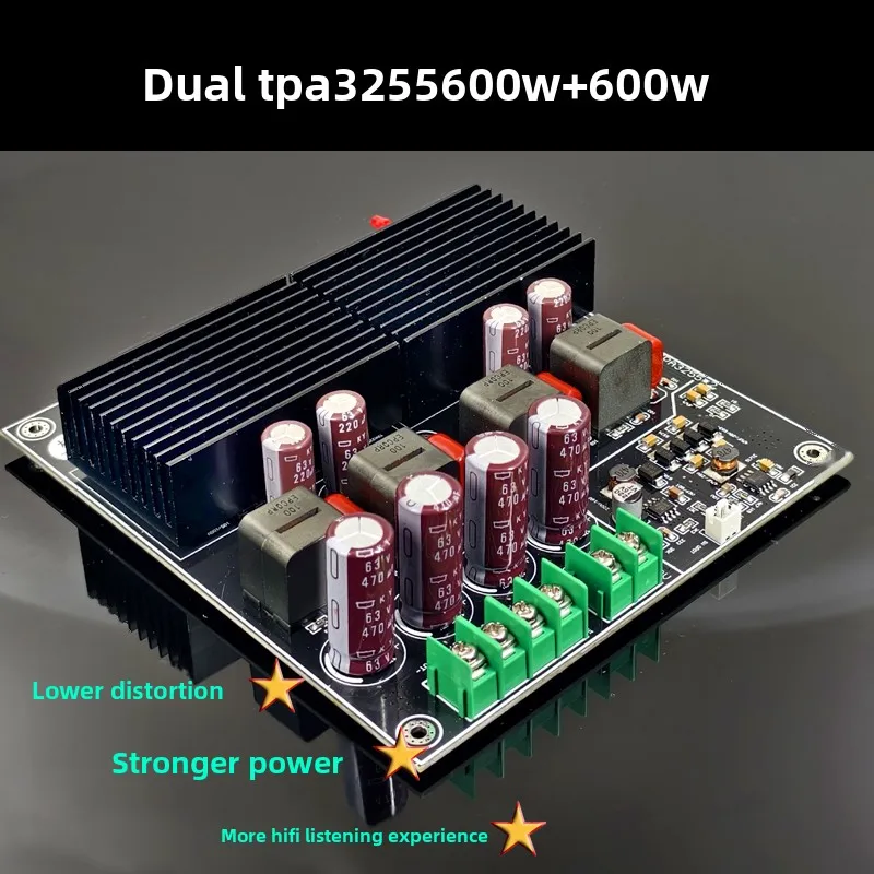 SAMP-200 HiFi Dual Core TPA3255 Stereo Amplifier Board-2 Channel 600W+600W Class D Digital Power Amplifier,Low Idle Loss Version
