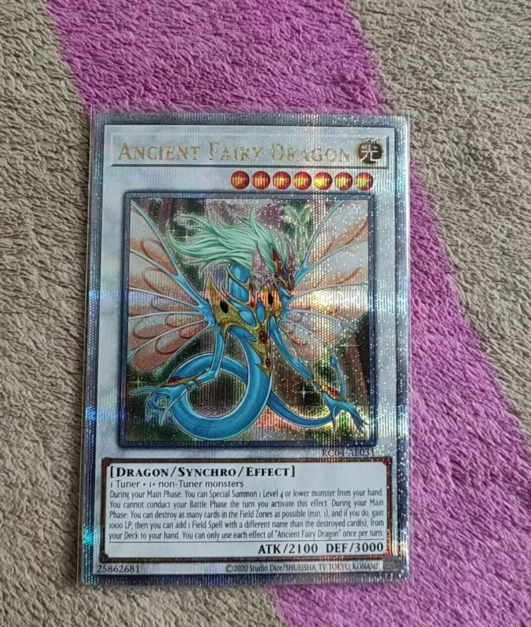 Yugioh KONAMI Duel Monsters RC04-AE031 Ancient Fairy Dragon 25th Quarter Century Secret Rare Asian English Collection Mint Card