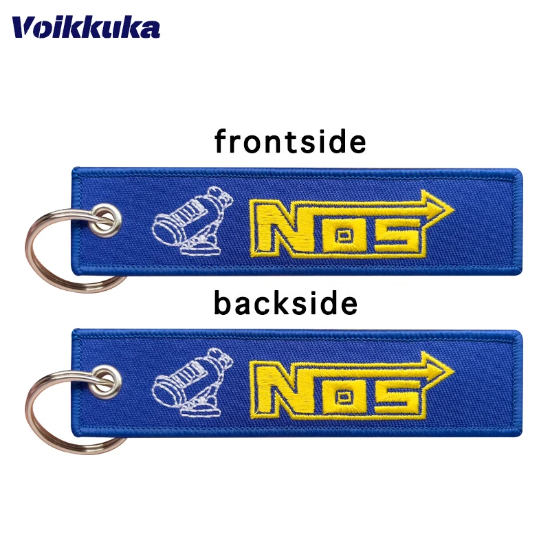 1Pc 2Pcs 3Pcs Set Sale Double Sided Embroidery NOS Nitrogen Bottle Logo JDM Style Tag KeyChain Motorcycle Key Accessories