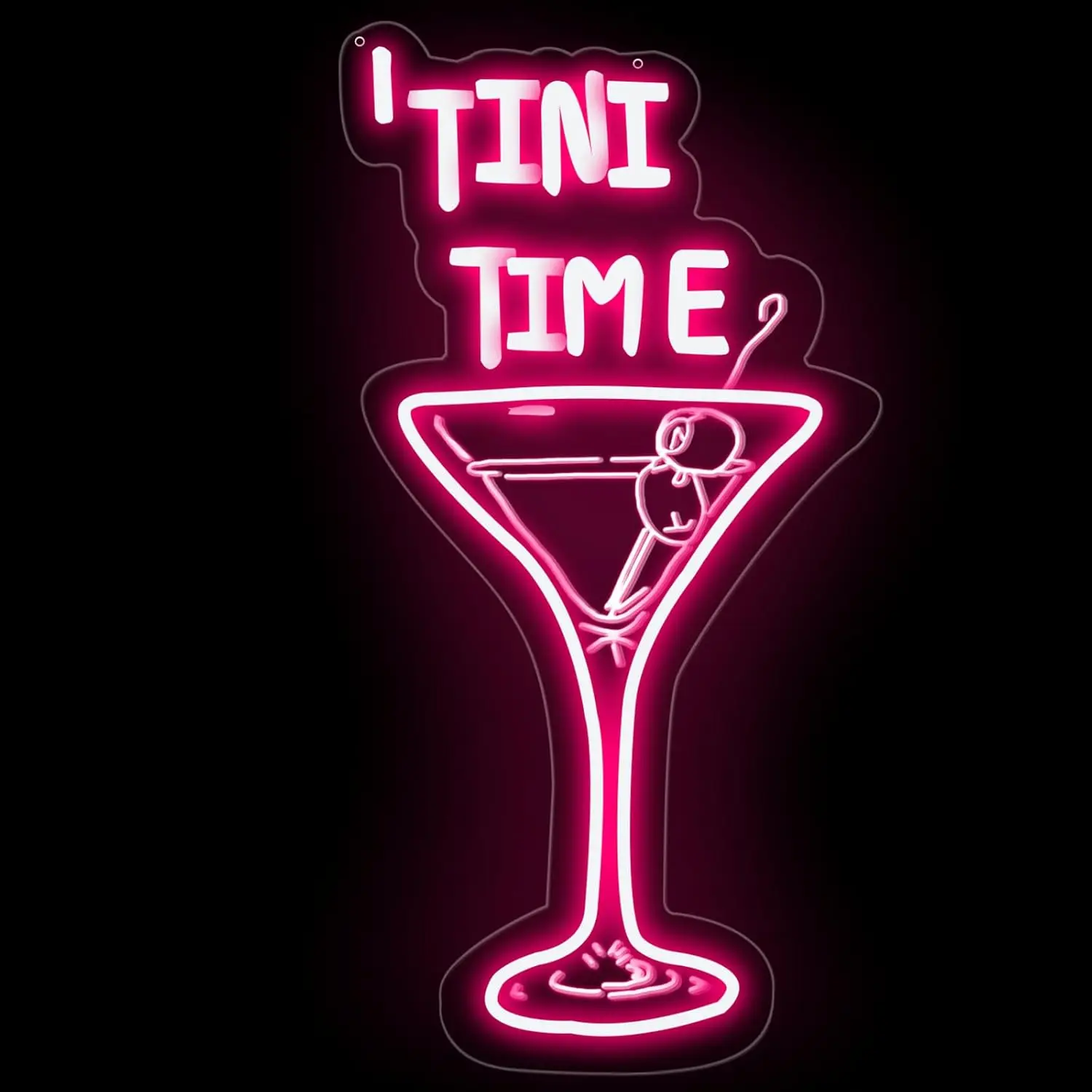 Tini Time LED Neon Sign USB Dimmable Martini Neon Light for Bar Pub Art Decoration Elegant Cocktail Glass Business Sign Gift