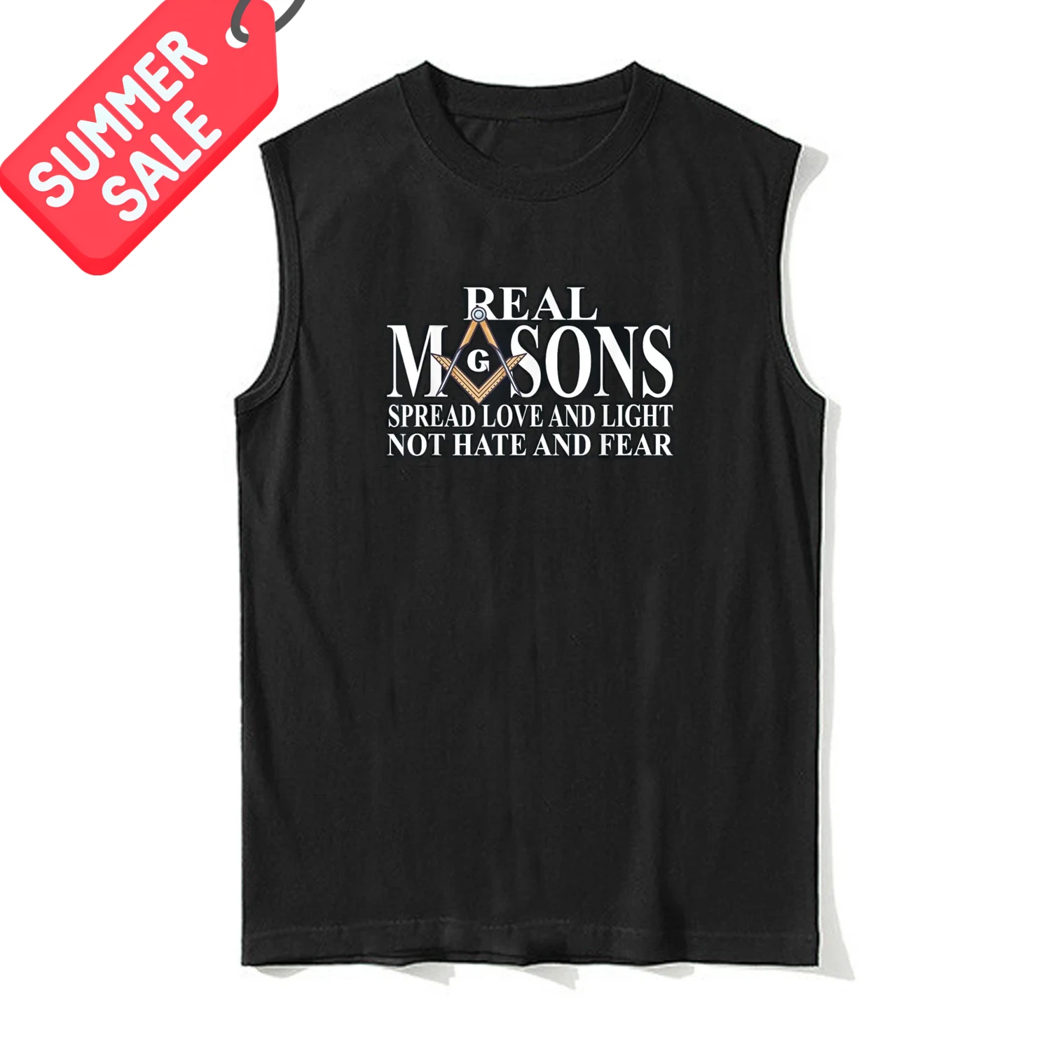 

Real Masons Spread Love and Light, Freemason Masonic Tanktop 100% Cotton O-Neck Casual Mens Vests Sleeveless T-shirt Streetwear
