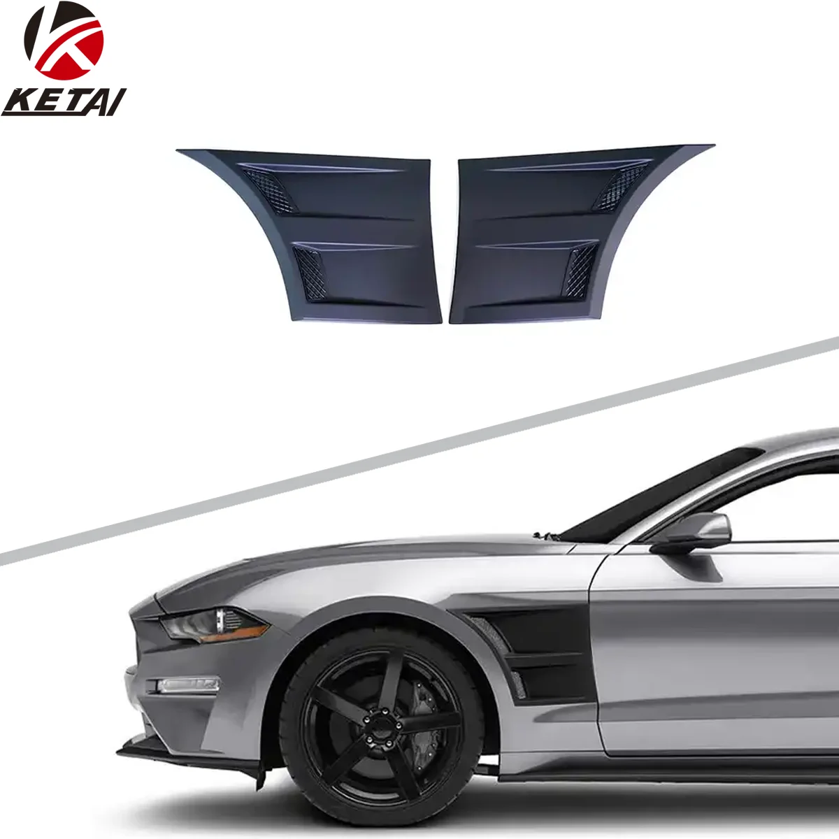 

3D-Type Style Car Bumper Body Accessories Fender Side Vents For Mustang 2015-2021