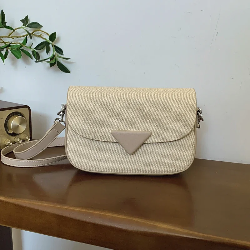 

New Trend Crossbody Bag Women's Luxury Leather Handbag Vintage Style Solid Color Paris Design Shoulder Bag