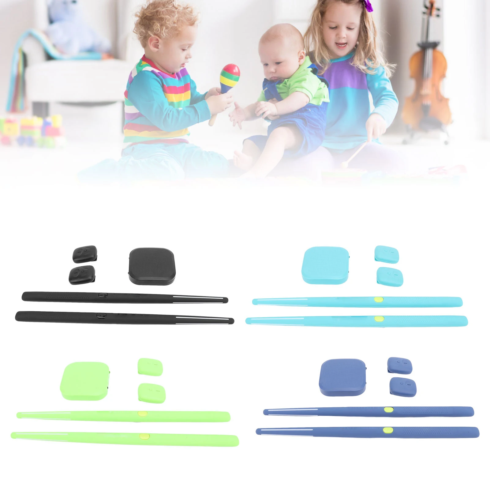 

Air Drum Set Electric Air Drum Set Electric Air Drum Sticks Set Drumsticks Pedals Sensor Drum Set Music Education for Kids