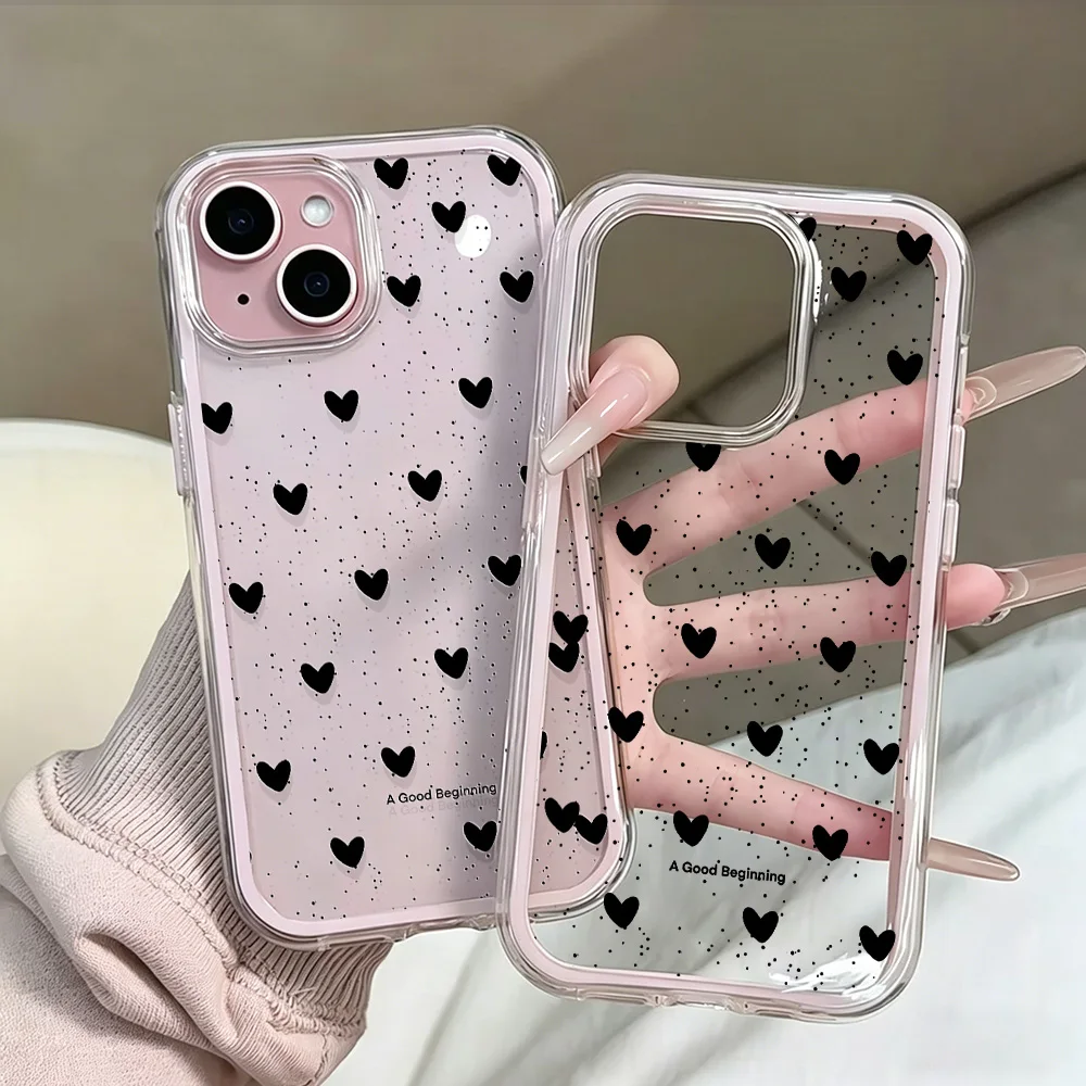 Herz-Polka-Dots-Handyhülle für iPhone 17 13 16 15 11 12 14 Pro Max 17 Air XR X Hülle Silikon 2 IN 1 Stoßfeste Weiche Klare Abdeckung – Detail 6