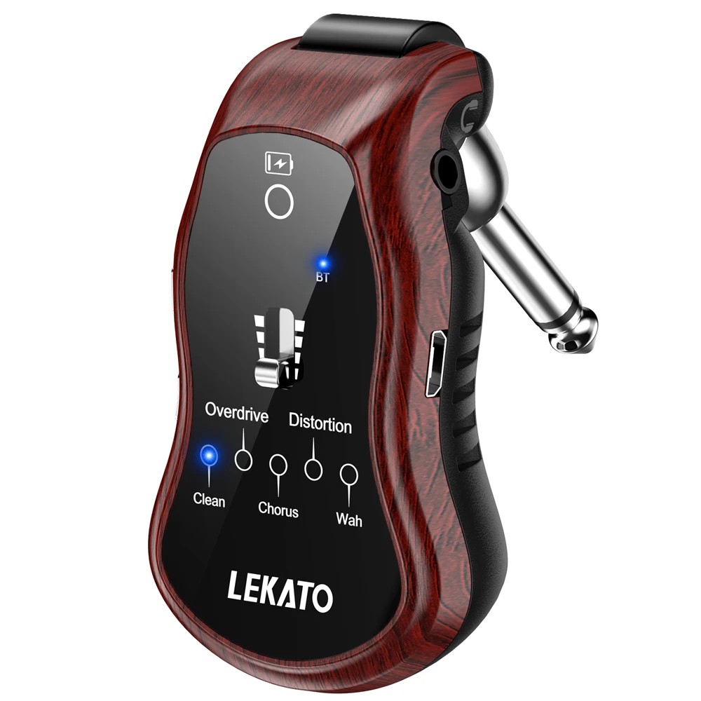 LEKATO B6 guitar headphone amplifier Guitar Effect Pedal Guitar Practice Effects Synthesizer W/ 5 Effects Rechargeable USB