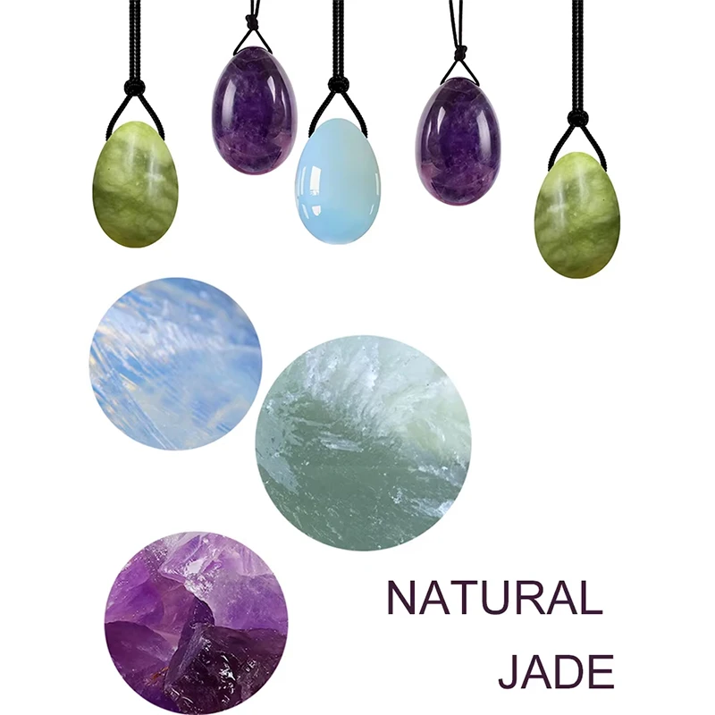 

2/3Pc Set Natural Jade Eggs Women Kegel Vaginal Exerciser Female Vaginal Muscle Contraction Yoga Yoni Body Drilled Massage Stone