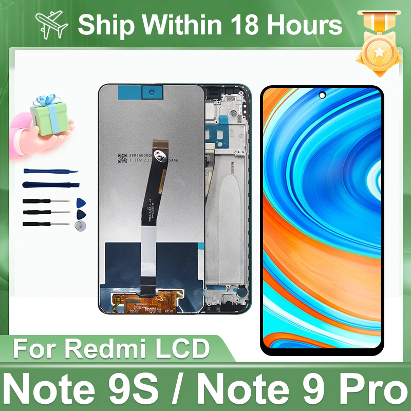 For Xiaomi Redmi Note 9S LCD Display  M2003J6A1G Touch Screen For Redmi Note 9 Pro Display M2003J6B2G Digitizer Replacement Part