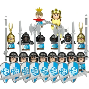 MOC-Medieval Soldado Militar Blocos de Construção, Kit Figura Do Exército, Cavalo De Guerra, Roman Spartan Guerreiro Cruzados, Boy Toy Gift Bricks, K015 10 principais vendas medieval guerreira - №7