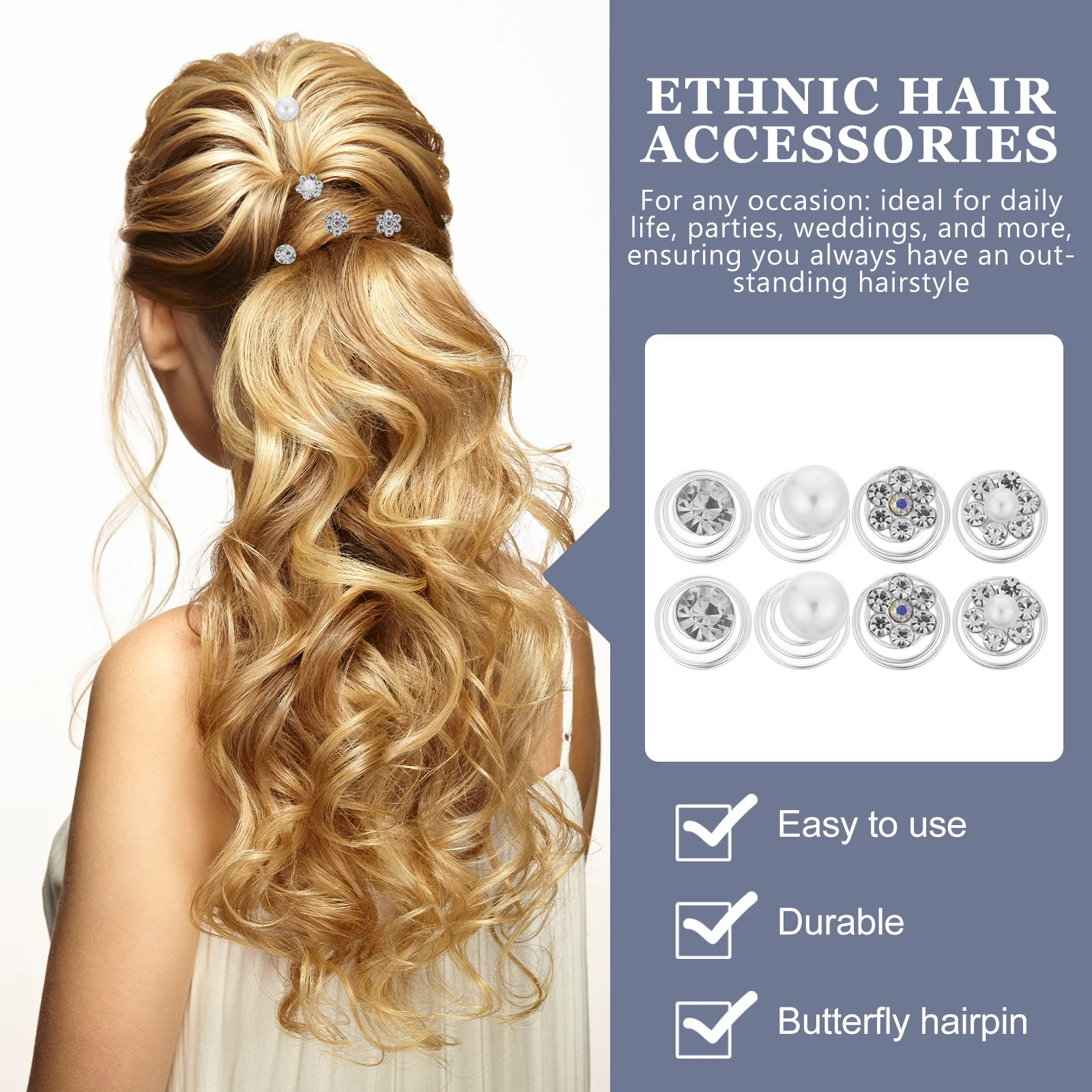 

60 pcs Spiral Pins Coils Clips For Women Wedding Bridal Pearl Rhinestone Hairpins Spring Hair Clip Accessories Swirl Twists