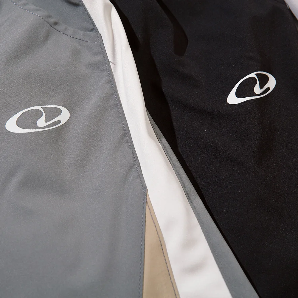 Functionele sport-casual broek met contrasterende stiksels, heren high street elastische taille, losse rechte broek met trekkoord