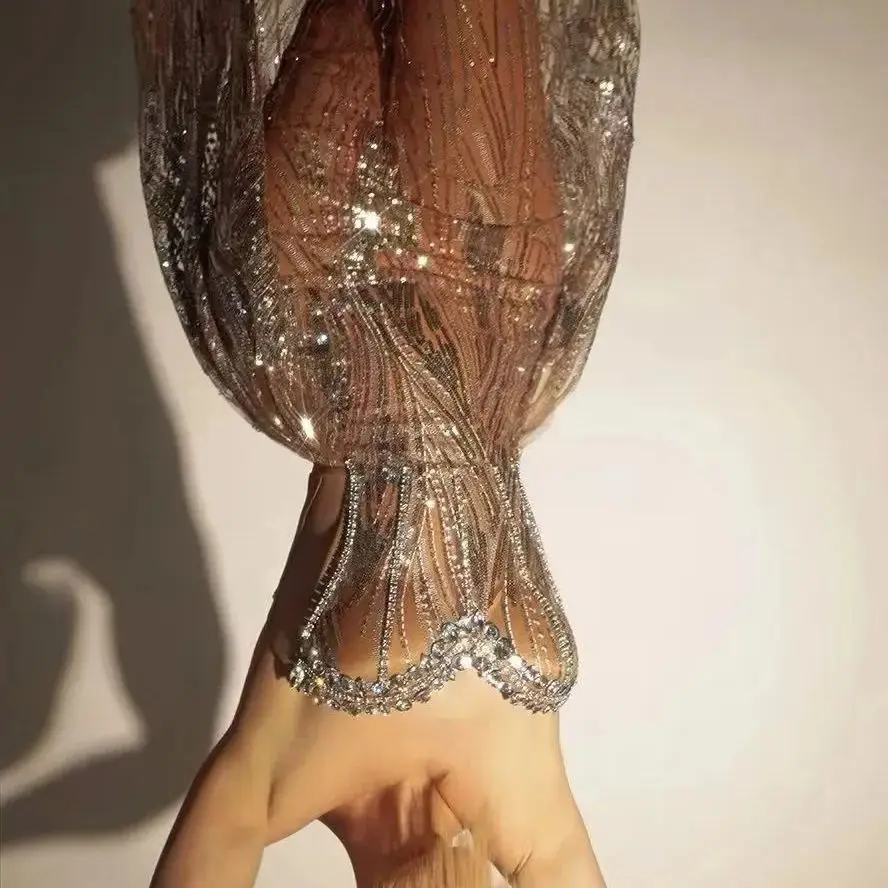 

Glitter Sexy Cocktail Dress Luxury Ball Dress Crystal Celebration Evening Dress, Cross dressing Queen Dress