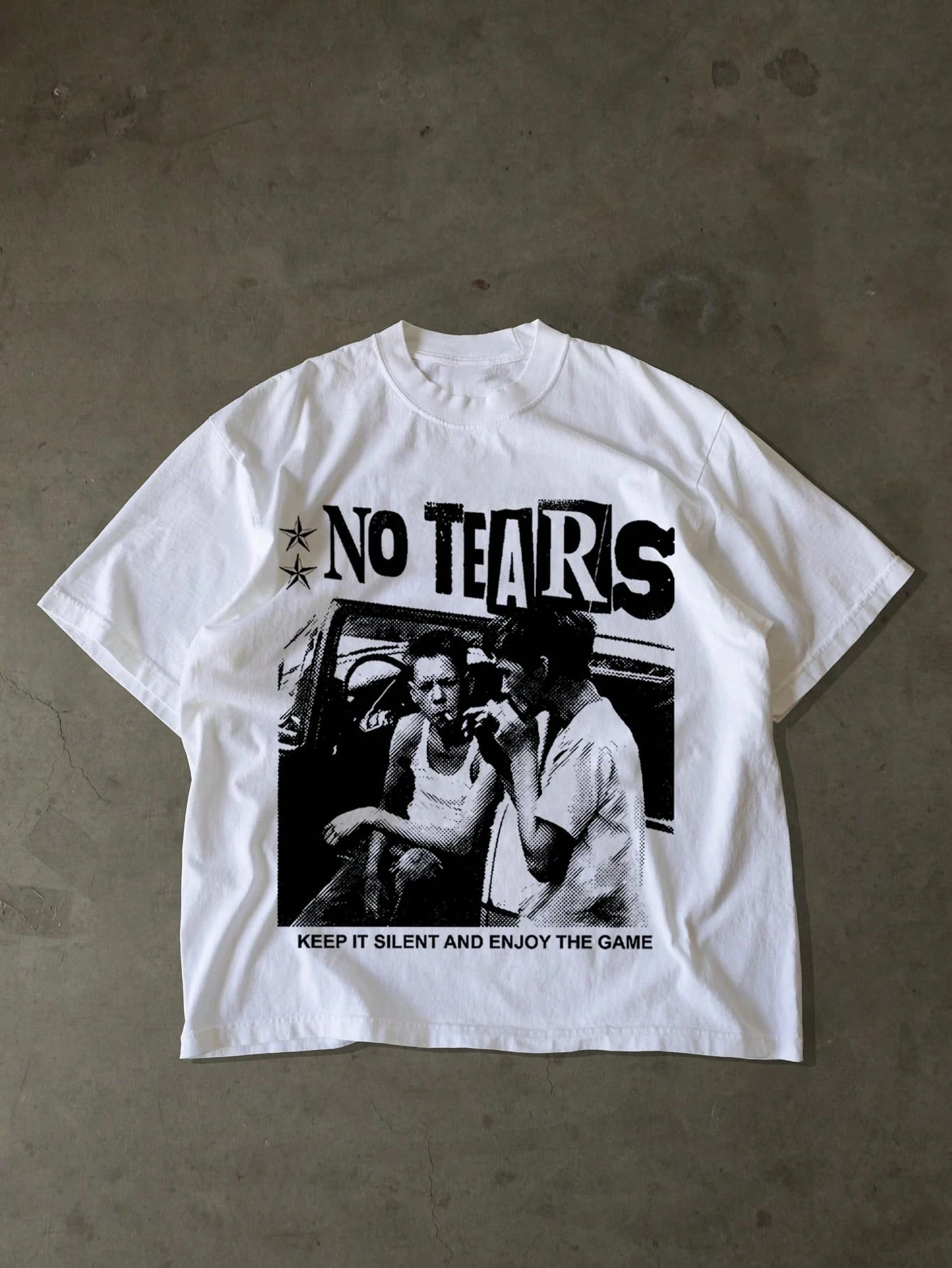 2026 New Parent‑Child Matching Oversize Cotton Tee Retro Grunge Portrait Poster Star Text Graphic Family Short Sleeve T‑Shirt