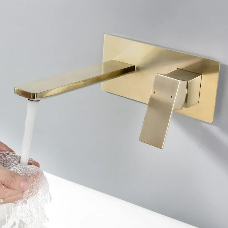 

Basin Faucet Concealed Bathroom Sink Faucet Brushed Gold In-Wall Basin Spout Mixer Tap Set Combination Blanoir Solid Brass tap