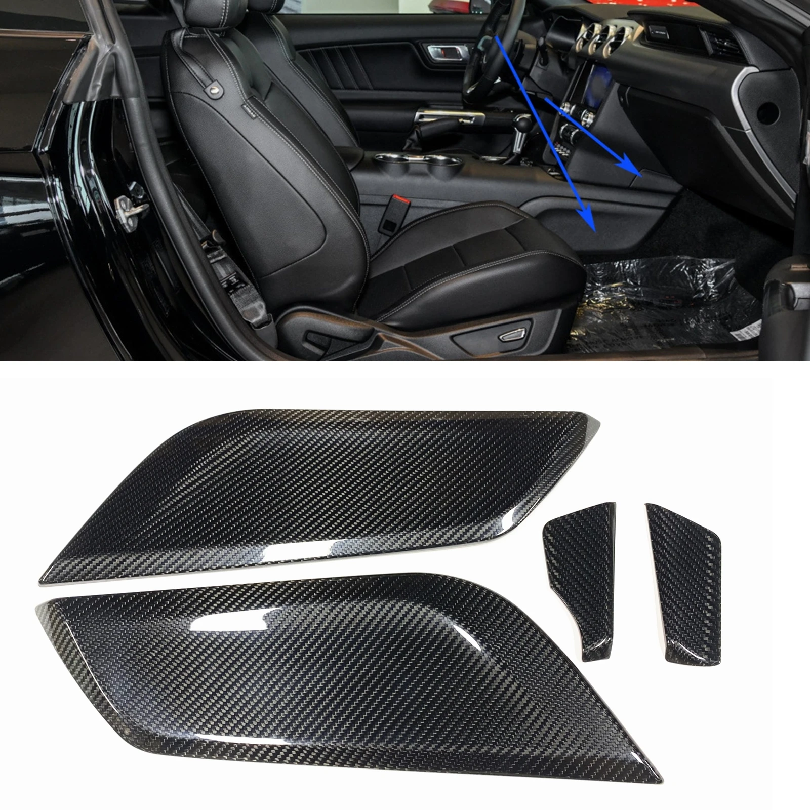 Center Console Side Panel Trim Gear Shift Board Sticker Cover For Ford Mustang 2015 2016 2017 2018 2019 2020 2021 2022 2023