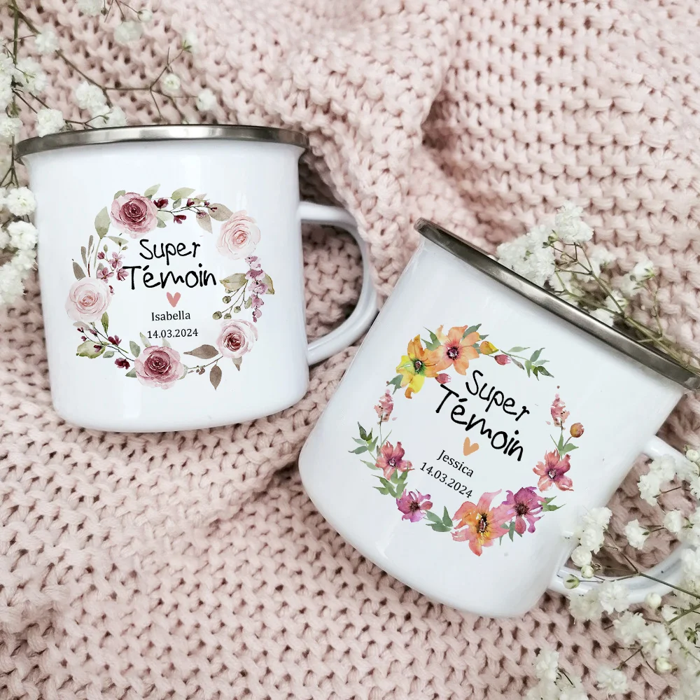 Personalised Coffee Mugs Custom Name Bachelorette Party Mug Bridesmaid Witness Enamel Cup Engagement Wedding Gifts for Witness