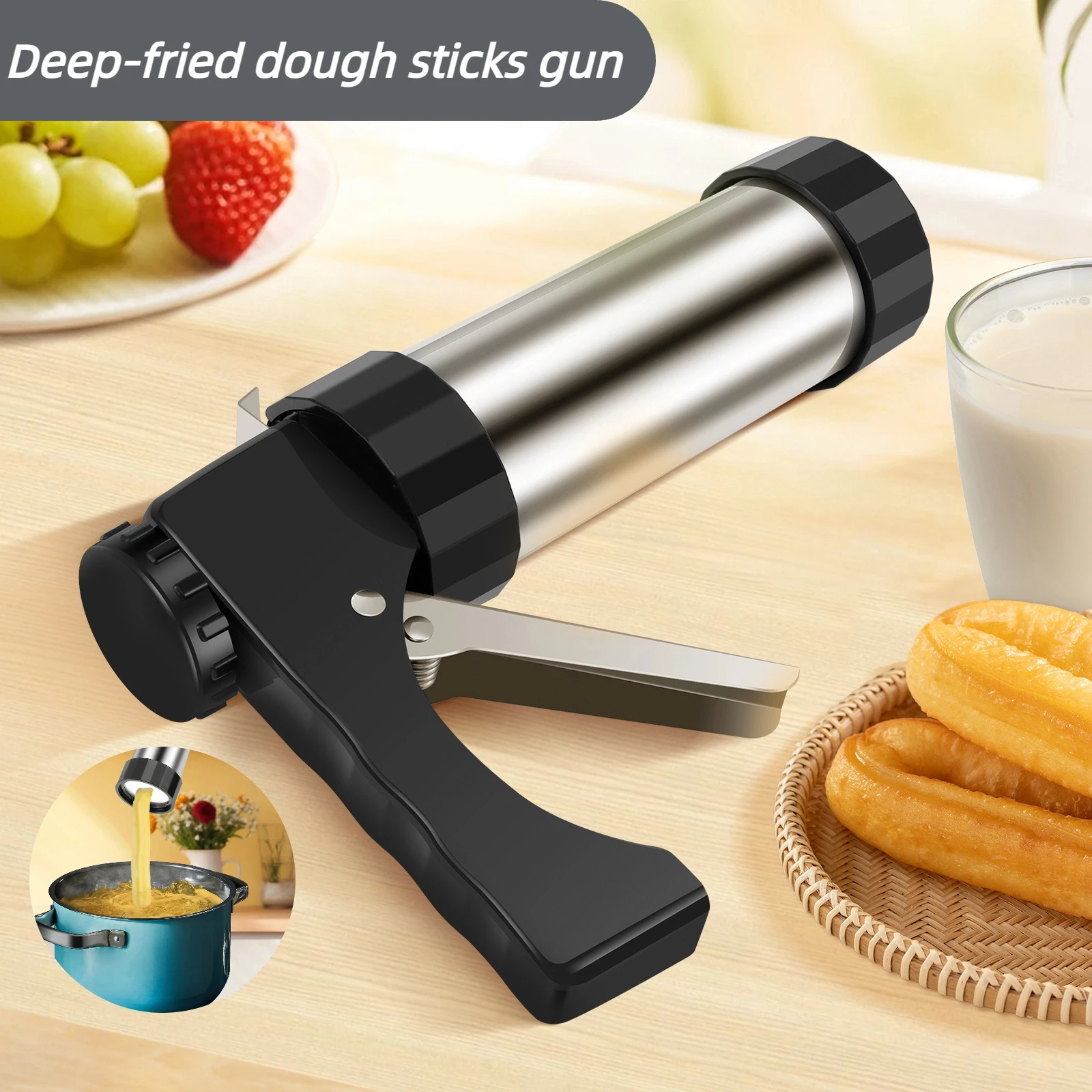 

Набор пистолетов для изготовления палочек для теста из нержавеющей стали. Три разных видов диафрагмы с чистящей щеткой.