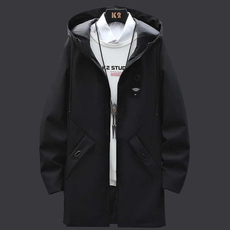 Men Jacket Autumn Long Hooded Coats Fashion Casual Outwear Jackets Man Windbreaker High Street Men's Clothing Top