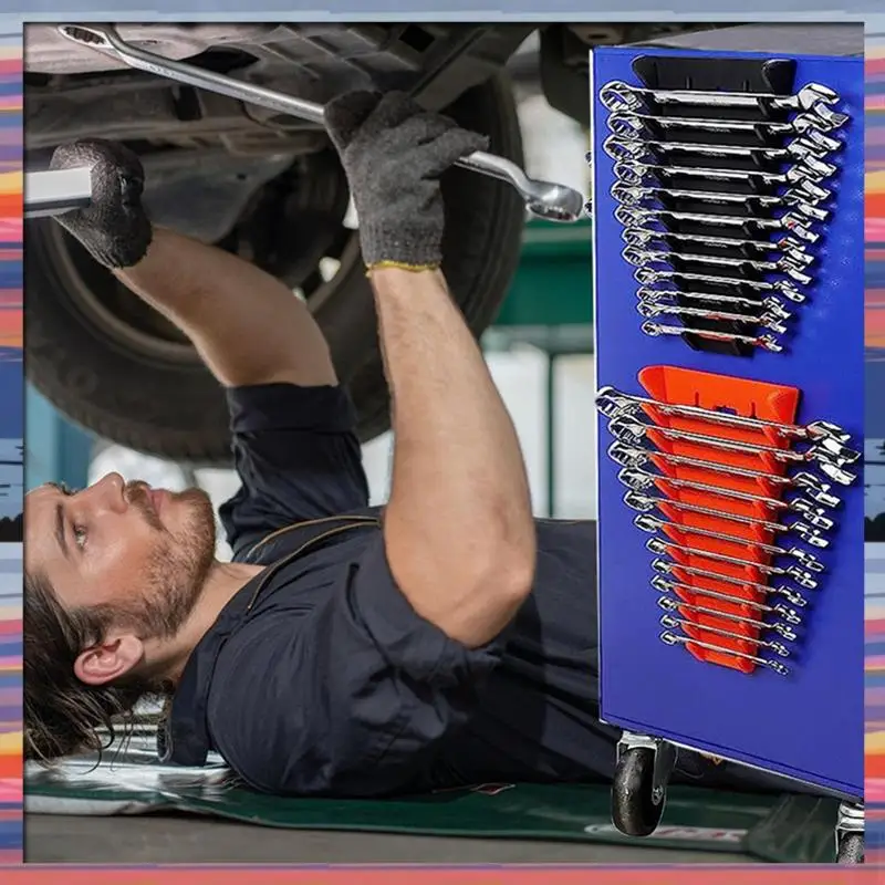 

AFBC 12-Slot Plastic With Magnetic Wrench Tray Storage Rack Tray Removable Wrench Tool Tray Slot Magnetic Wrench Organizer