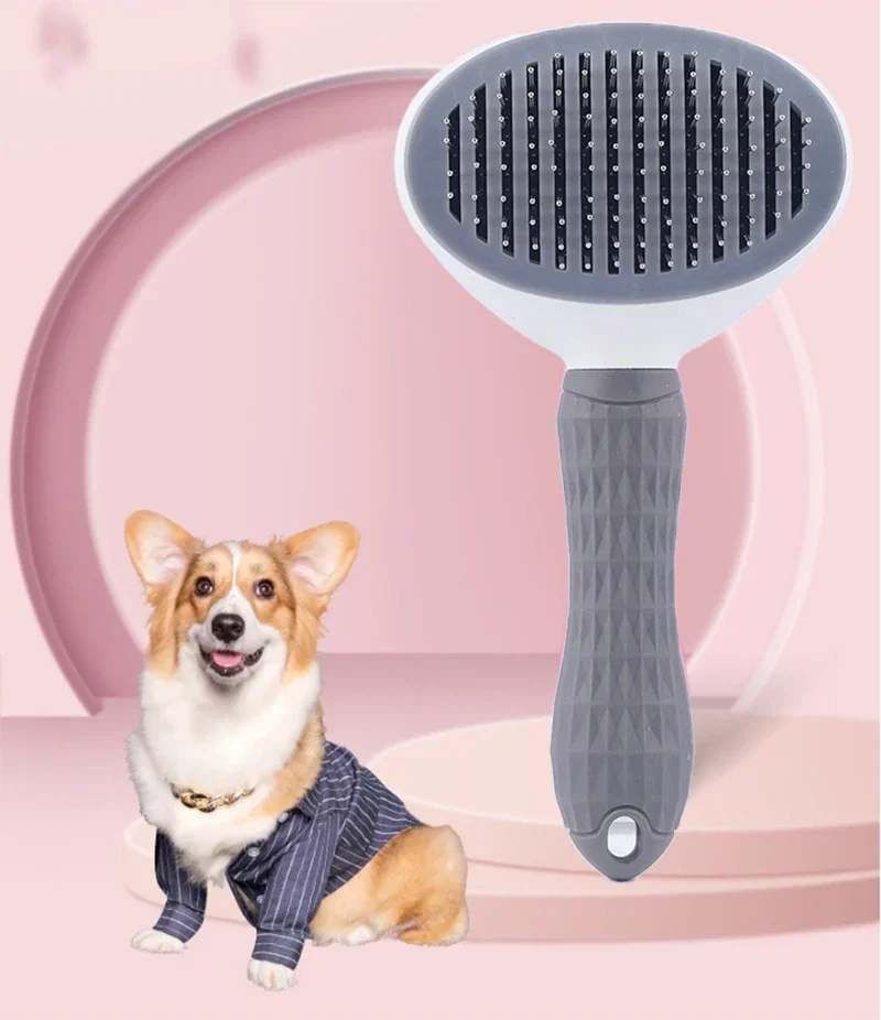 Pet Comb Cleaning Brush One-key Hair Removal, Beauty, Dog Comb Stainless Steel Hair Removal Self-cleaning Comb