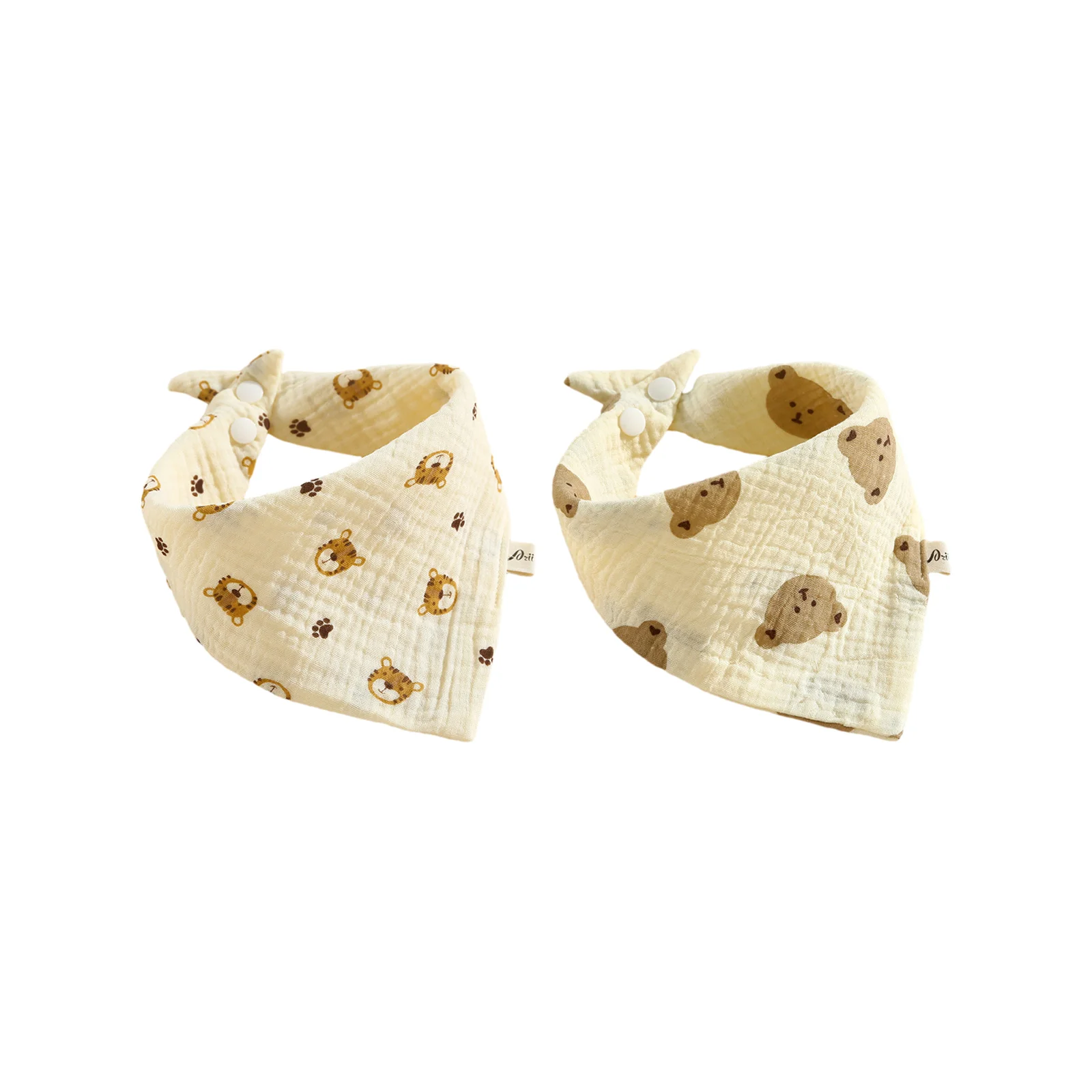

Baby cotton triangle bib bib combination (little tiger + little bear head)