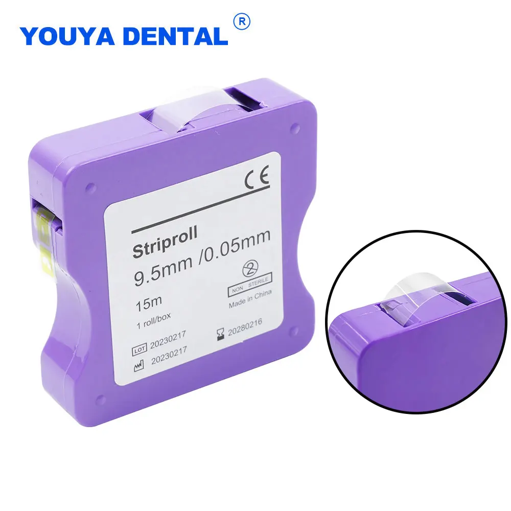 1 rollo Dental Striproll película de resina restauración bandas de matriz transparente curado con luz espesor 0,05mm ancho 9,5mm longitud 15m odontología