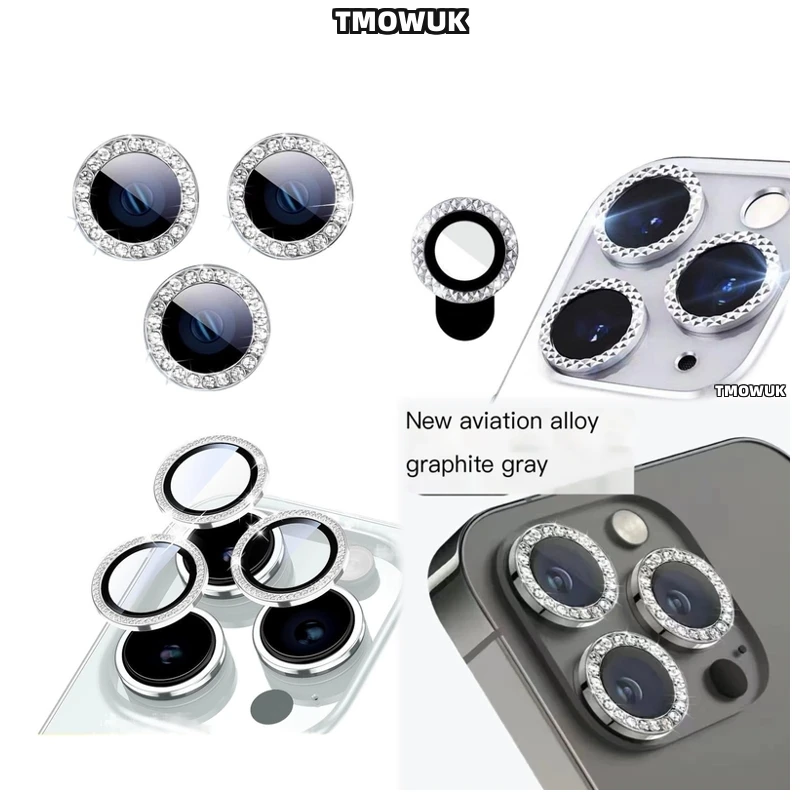 

Trendy Diamond Camera Lens Case With Mirror For IPhone 16 15 14 Pro Max Plus 13 12 11 Pro Max Mini
