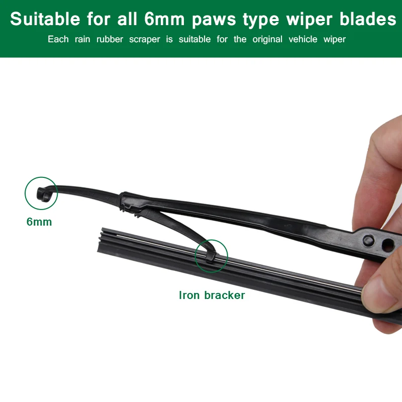 BEMOST Car Frame Windshield Wiper blade 6mm Insert soft Natural Rubber refill Strip14\