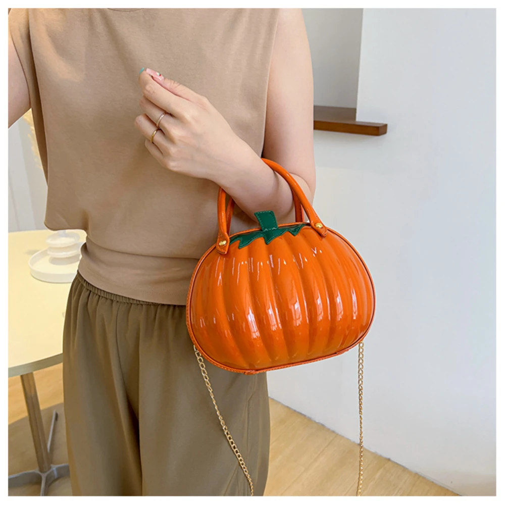 Halloween Chain Crossbody Bag Cute Pumpkin Shaped Candy Purses Fashion Women Shoulder Bag Waterproof PU Leather Tote Handbags