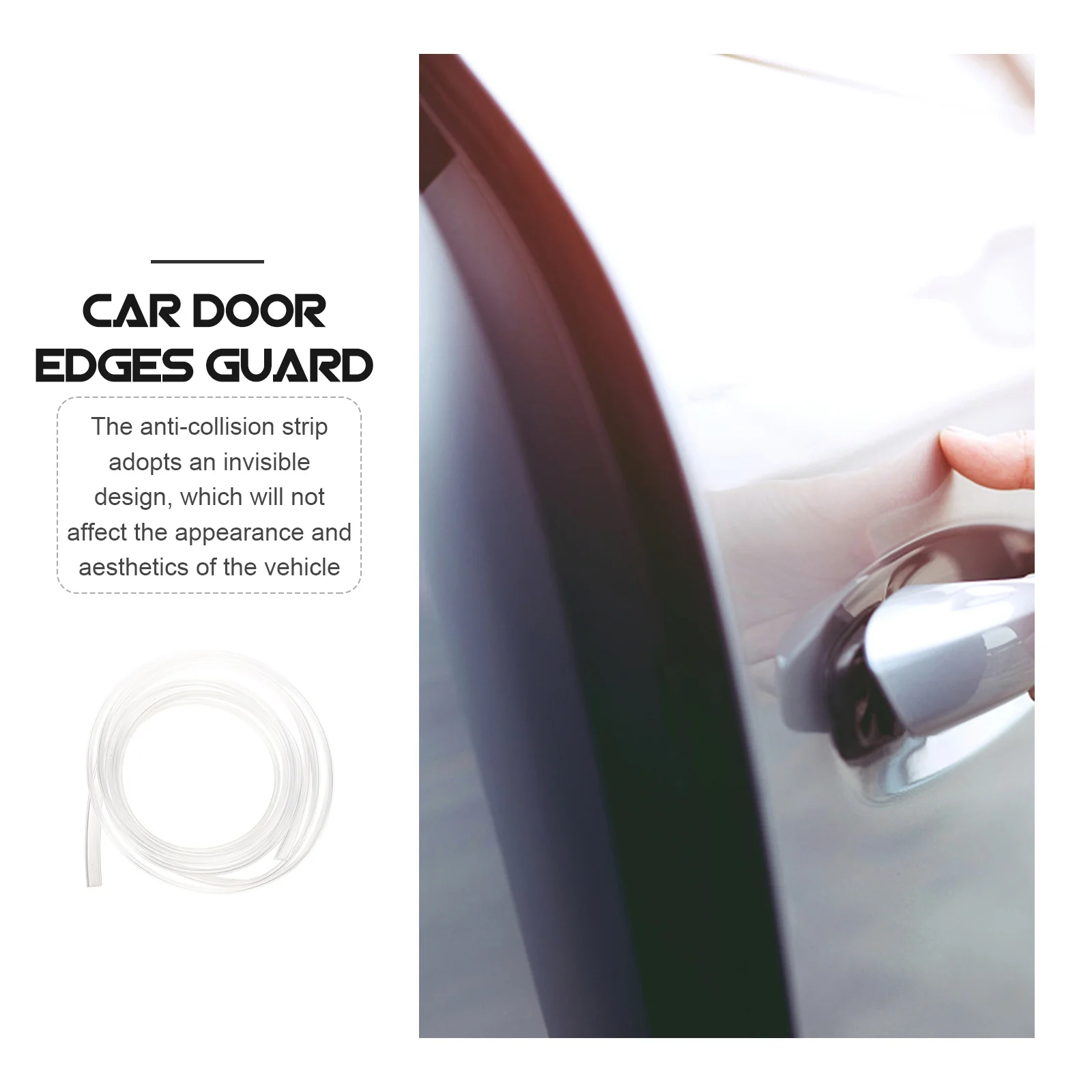 

1 Roll 2-Meter Transparent Car Door Anti-Collision Strip Strong Rubber Guard For Vehicle Edge Protection Auto Seal Strip Door