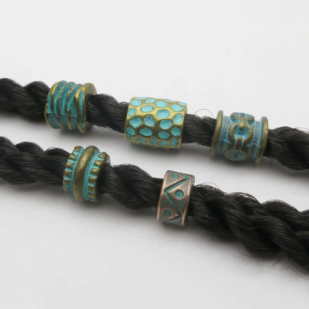 10Pcs Metal Bronze African Viking Hair Braid Dread Dreadlock beard Beads Rings For Jewelry Making, DIY Hair Decoration﻿
