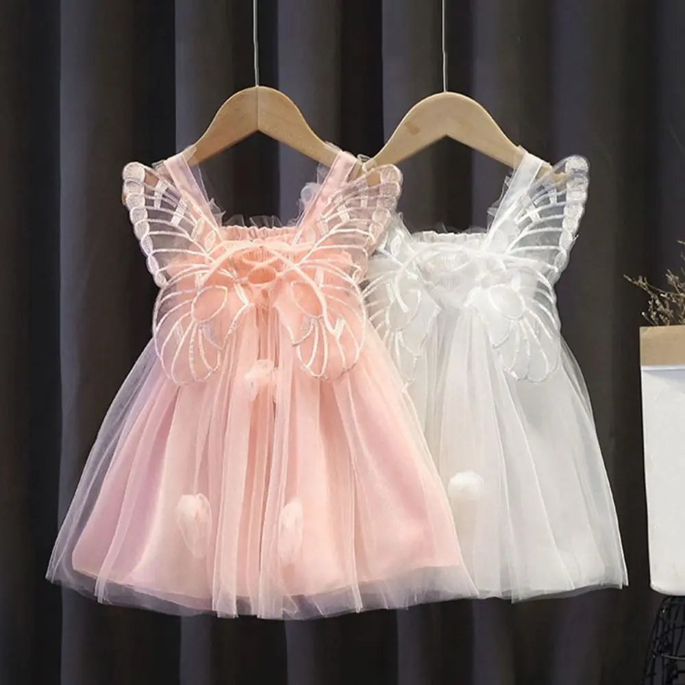 

Lace-up Baby Girl Princess Dress Sleeveless Lace Baby Girl Bubble Dress Casual New Design Butterfly Wing Pettiskirt Summer
