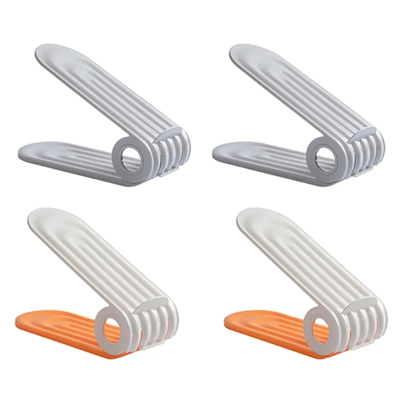 Modern Double Deck Shoe Storage Shelf Sturdy Plastic Construction For Bedroom Entryway Cabinet J0MC
