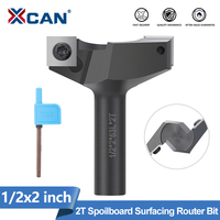 XCAN Wood Planer Bit Insert Carbide Milling Cutter 2 Flutes CNC Spoilboard Surfacing Router Bit 1/2 Shank 2 Cutting Diameter