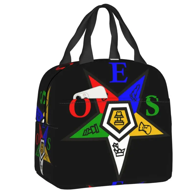 

Custom Order Of The Eastern Star Logo OES Insulated Lunch Bags for Outdoor Picnic Waterproof Cooler Thermal Bento Box Women Kids
