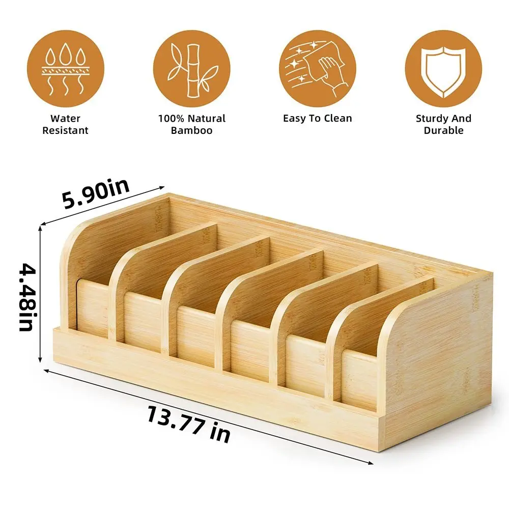 New Bamboo Belt Organizer Space Saving Multi-Functional Belt Rack 6 Compartments Eco-Friendly Belt Storage Box Dressing Room view 6