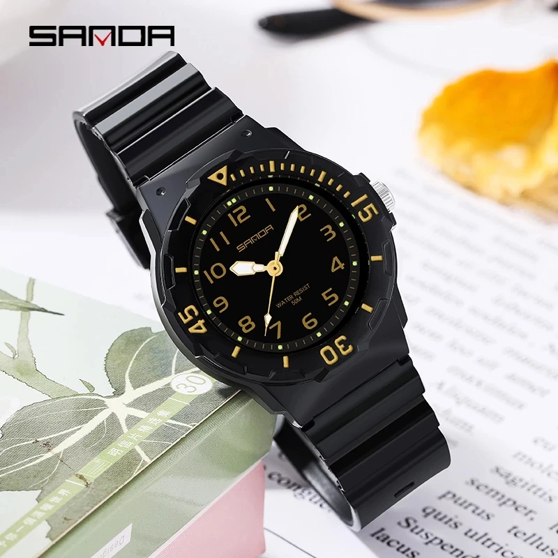 SANDA 6011 Fashion Trend Ladies Watch 2024 New Casual Womens Clock Luminous Hands Waterproof Wristwatches Mujer Quartz Reloj