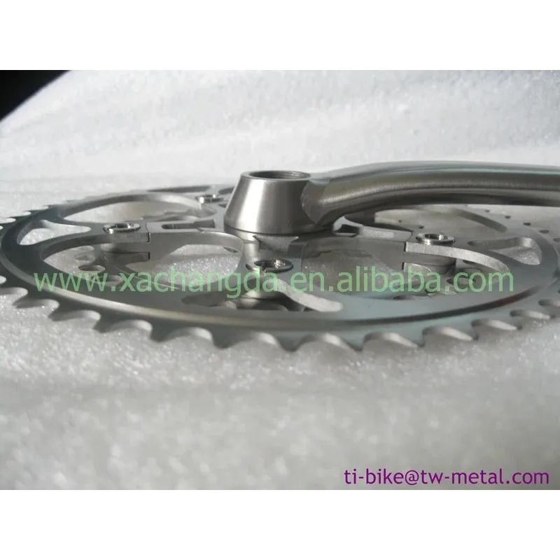Custom Titanium ISIS Bike Cranks With Spider And Chain Rings