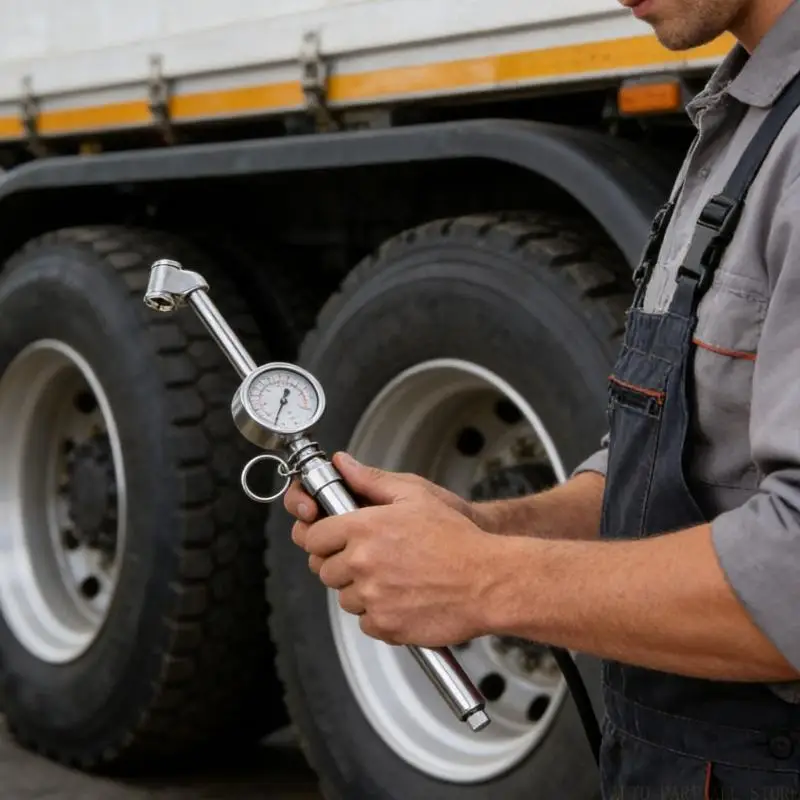 

J0MA 10-150PSI 1-10Bar Double Head Tire Pressure Gauge for Trucks Professional Tire Air Pressure Measurement Tool Heavy Duty