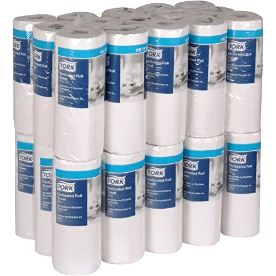 Tork HB1990A Asciugamano in rotolo di carta perforata 2 strati 11 larghezza x 9 lunghezza Bianco Custodia da 30 rotoli 84 per rotolo 2 520 asciugamani
