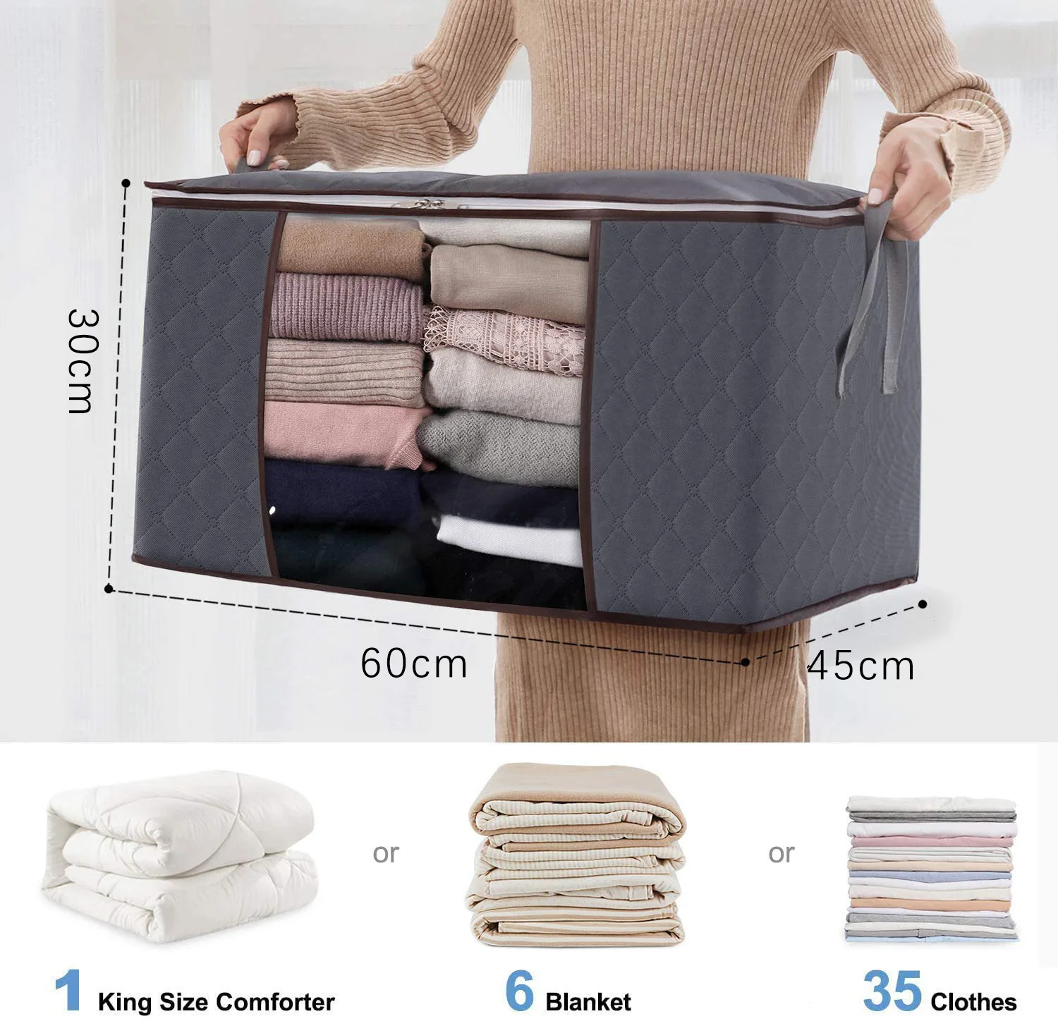 Quilt Storage Bag Foldable Clothing Organizer Larg Capacity Blanket Sorting Bag Dustproof Closet Wardrobe Organizers Storage Box