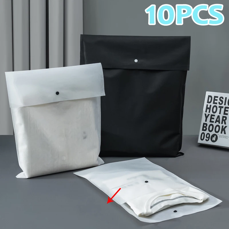 10PCS Non-woven Fabric Clothing Buckle Storage Bag Concealed Buckle Sealed Bag Dustproof Pocket Breathable Clothing Hanging Bag